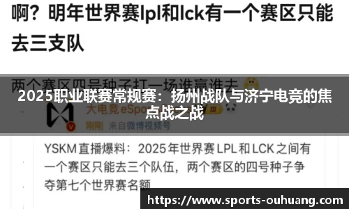 2025职业联赛常规赛：扬州战队与济宁电竞的焦点战之战
